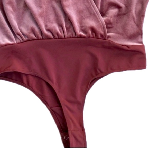 NSR Stretch Velvet So Smooth‎ Mauve Dusty Rose Pink Thong Bodysuit Sz M NWT - Picture 11 of 14